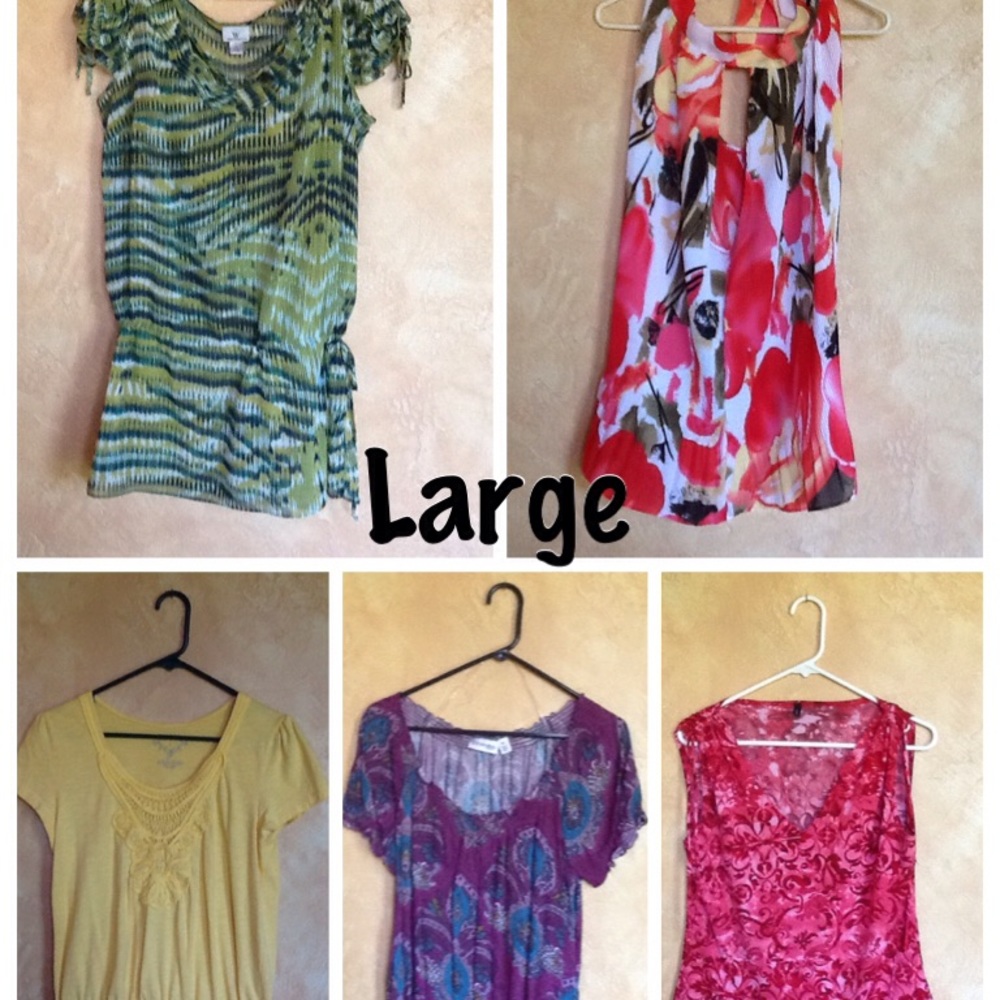 Bundle of cute tops! Pretty colors! Size large